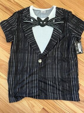Disney Black & White Pinstripe Jack Skellington Costume Tee